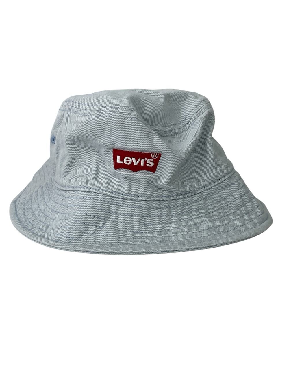 Levi's Women's Blue Batwing Spellout Logo Casual Cotton Bucket Hat Cap Size M